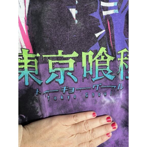 Tokyo Ghoul Anime Funimation Ken Kaneki Split Face Tie-Dye T-Shirt Adult Sz L - Picture 6 of 7